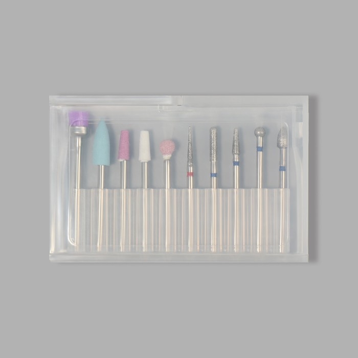 Фрезы для маникюра в пластиковом органайзере, 10 шт Фрезы для маникюра в пластиковом органайзере, 10 шт
