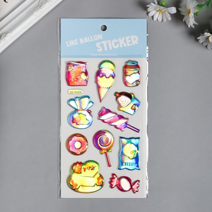 Наклейка пластик голография Наклейка пластик голография "Леденцы" МИКС 23х11 см