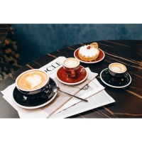 Кофейная пара фарфоровая Magistro Coffee time, 2 предмета: чашка 300 мл, блюдце d=15,5 см, цвет чёрный