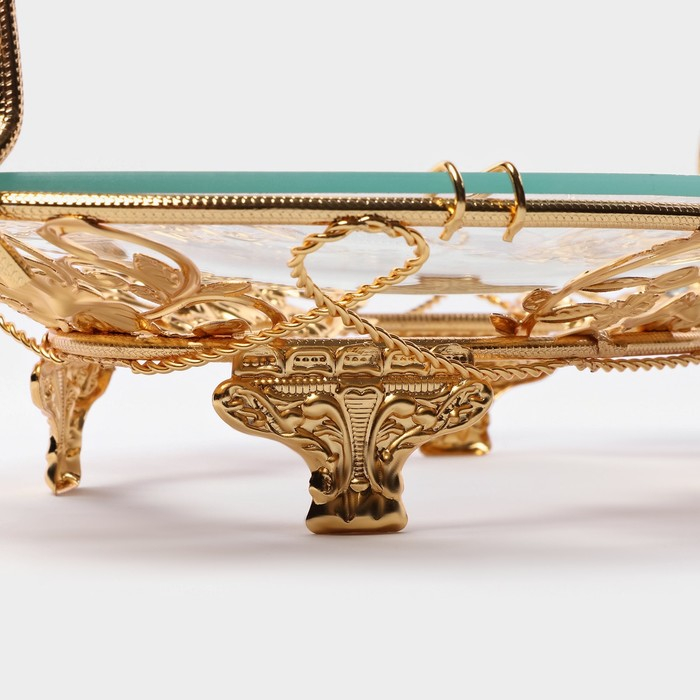 Фруктовница металлическая «Хайгарден», 26×18×19 см, съёмная ручка, цвет металла золотой