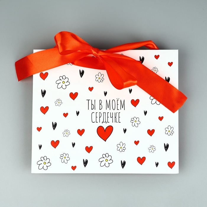 Пакет ламинированный с лентой «В сердечке», ML 27 × 11,5 × 23 см Пакет ламинированный с лентой «В сердечке», ML 27 × 11,5 × 23 см