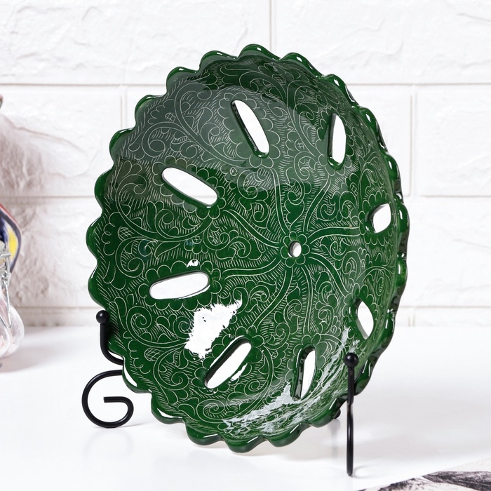 Фруктовница Риштанская Керамика, 23 см зеленая