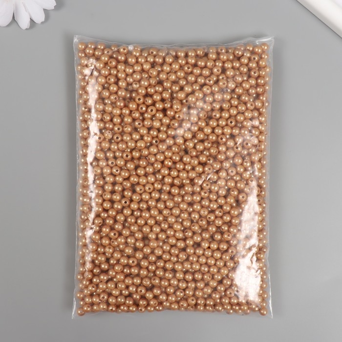 Набор бусин Набор бусин "Жемчуг" d 6 мм, 250 гр, тёмно-бежевый