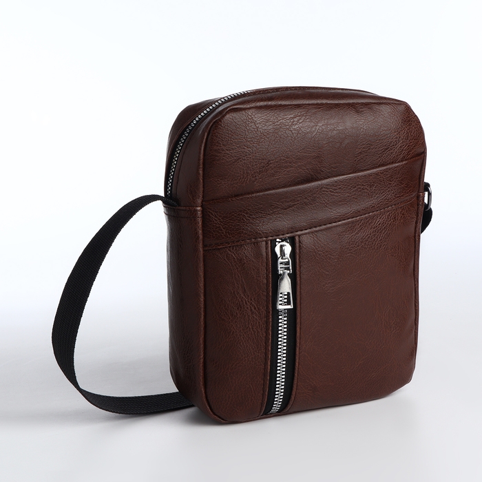 Сумка мужская на молнии, цвет коричневый Сумка мужская на молнии, цвет коричневый