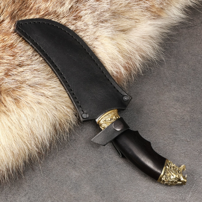 Нож кавказский Нож кавказский "Ягуар" с ножнами, гарда - латунь, сталь - 65х13, рукоять - граб