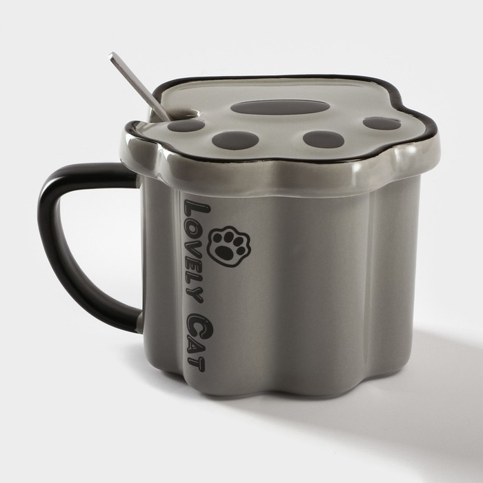 Кружка керамическая «Лапа тигра», 350 мл, цвет серый Кружка керамическая «Лапа тигра», 350 мл, цвет серый