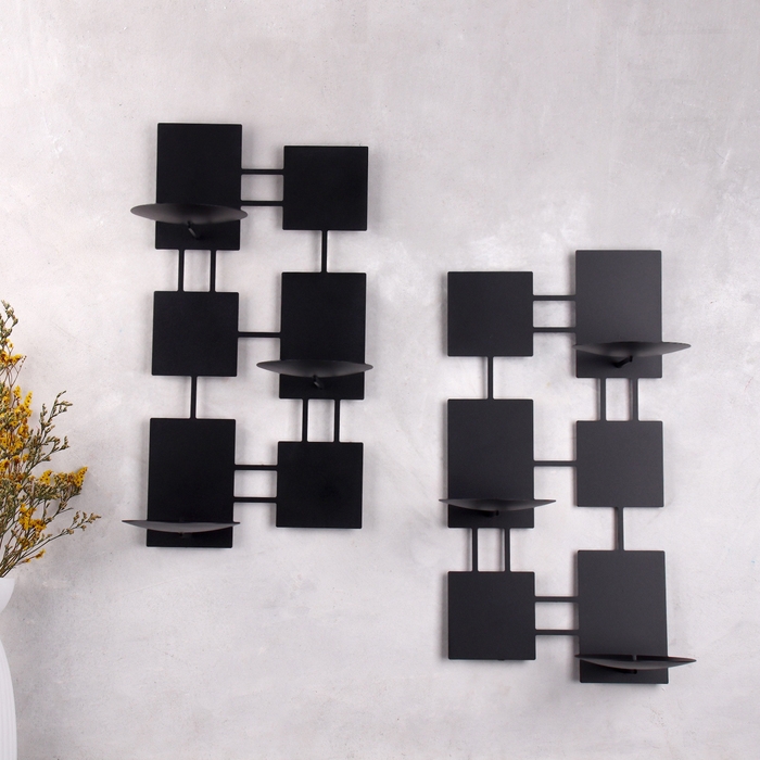 Комплект подсвечников настенных Комплект подсвечников настенных "Модерн" 2шт, 23х40,5х14,5см, чёрный