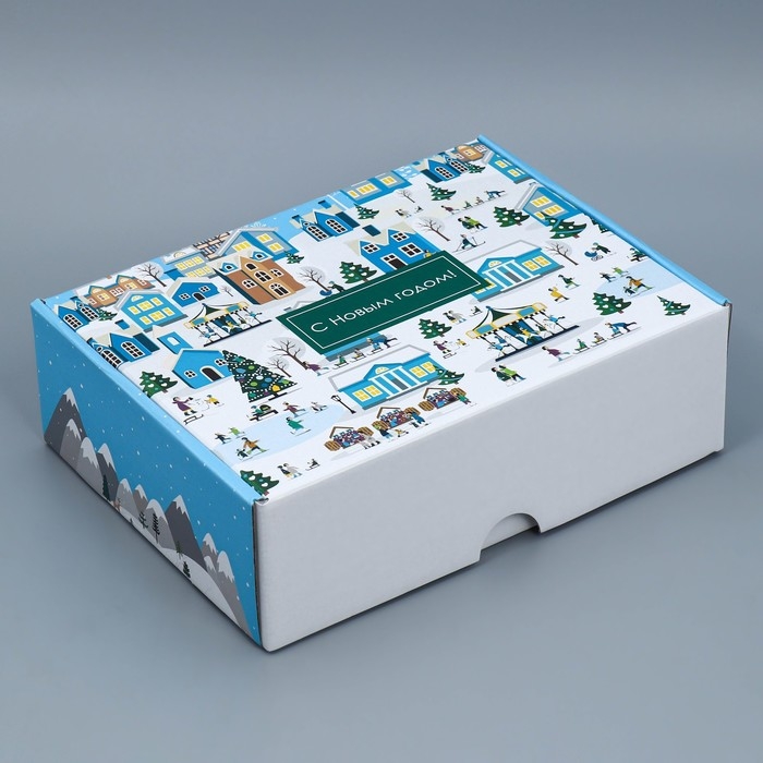 Коробка подарочная новогодняя складная «Город», 30,7 х 22 х 9,5 см, Новый год Коробка подарочная новогодняя складная «Город», 30,7 х 22 х 9,5 см, Новый год