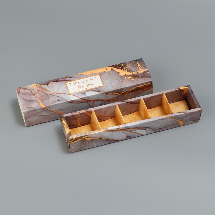 Коробка для конфет, кондитерская упаковка, 5 ячеек, «Камень», 5 х 21 х 3.3 см Коробка для конфет, кондитерская упаковка, 5 ячеек, «Камень», 5 х 21 х 3.3 см