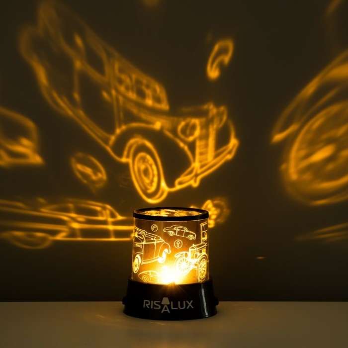 Ночник-проектор Ночник-проектор "Ретротехника" LED USB/от батареек черный 10,8х10,8х11,5 см RISALUX