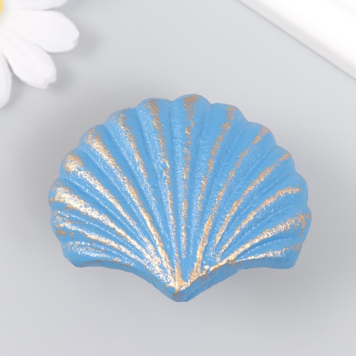 Ручка дверная чугун "Морская ракушка" голубая с патиной 5,4х6,4 см