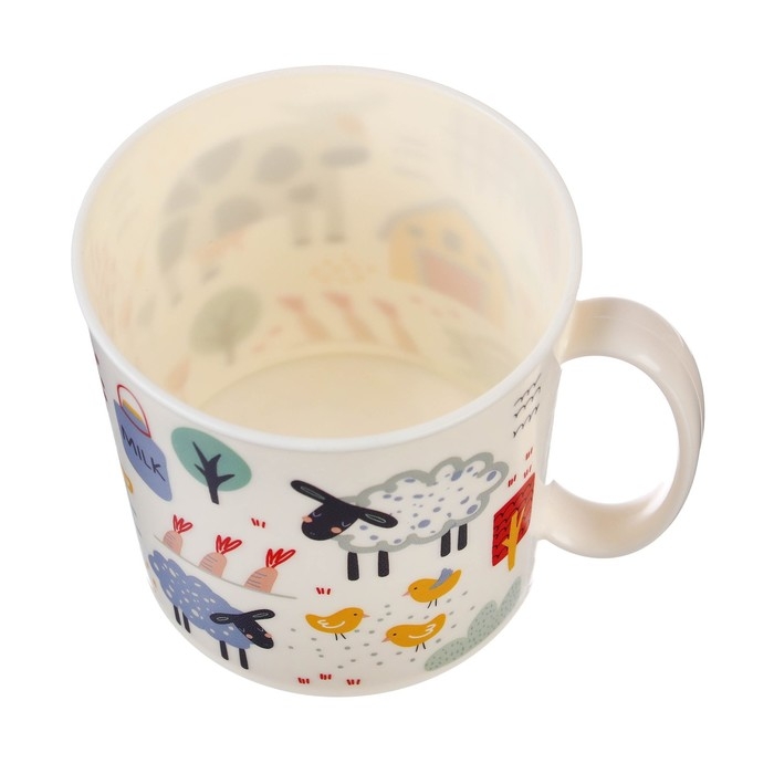 Кружка детская с декором 280 мл, светло-бежевая Кружка детская с декором 280 мл, светло-бежевая
