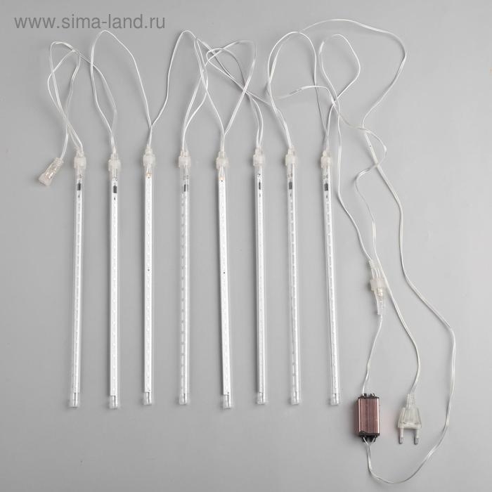 Гирлянда «Сосульки» 2.5 × 0.3 м, IP65, прозрачная нить, 192 LED, свечение тёплое белое с эффектом стекания, 12 В