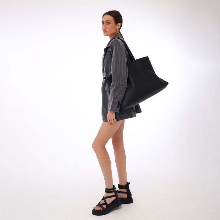 Сумка-шопер женская, TEXTURA, большой размер, цвет чёрный