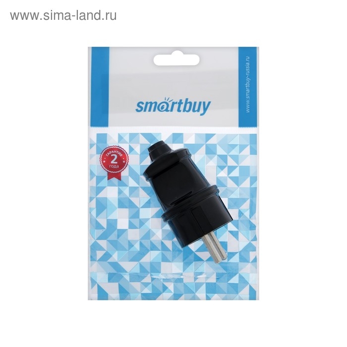 Вилка прямая Smartbuy, 16 А, 250 В, с з/к, черная Вилка прямая Smartbuy, 16 А, 250 В, с з/к, черная