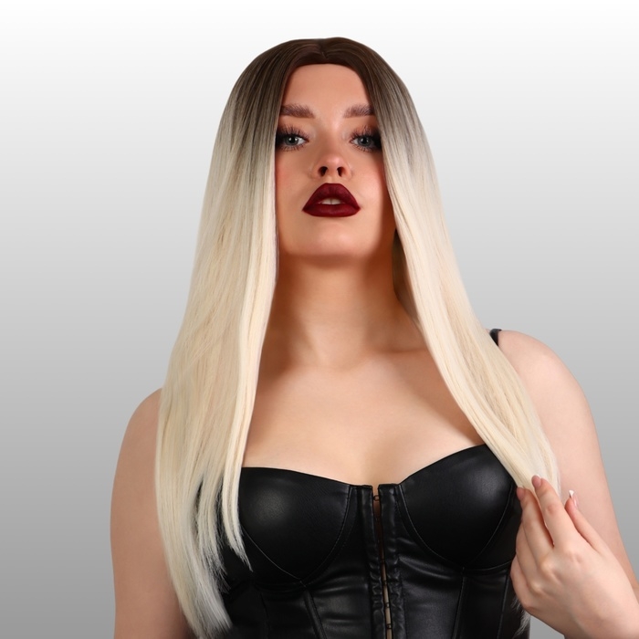 Парик искусственный, имитация кожи, 60 см, 160 гр, цвет омбре русый/блонд Парик искусственный, имитация кожи, 60 см, 160 гр, цвет омбре русый/блонд