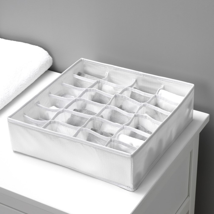 Органайзер для хранения белья LaDо́m, 24 ячейки, 32×32×10 см, цвет белый Органайзер для хранения белья LaDо́m, 24 ячейки, 32×32×10 см, цвет белый