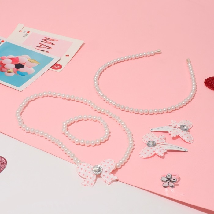 Комплект детский «Выбражулька» 6 предметов, бантик, цвет белый Комплект детский «Выбражулька» 6 предметов, бантик, цвет белый