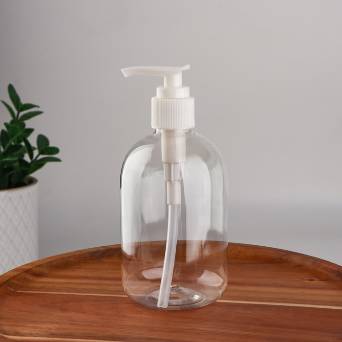 Бутылочка для хранения, с дозатором, 300 мл, цвет белый/прозрачный Бутылочка для хранения, с дозатором, 300 мл, цвет белый/прозрачный