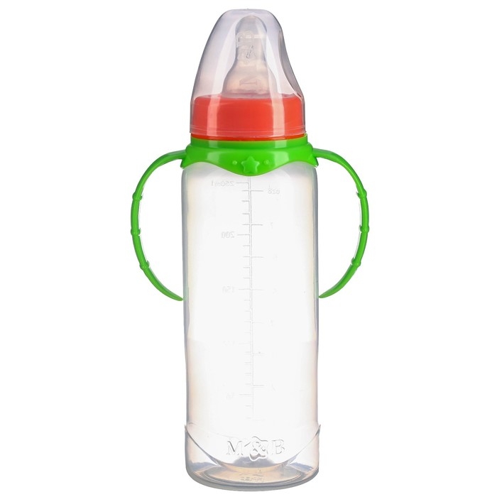 Бутылочка для кормления, классическое горло, 250 мл., от 3 мес., цилиндр, с ручками, цвет МИКС Бутылочка для кормления, классическое горло, 250 мл., от 3 мес., цилиндр, с ручками, цвет МИКС