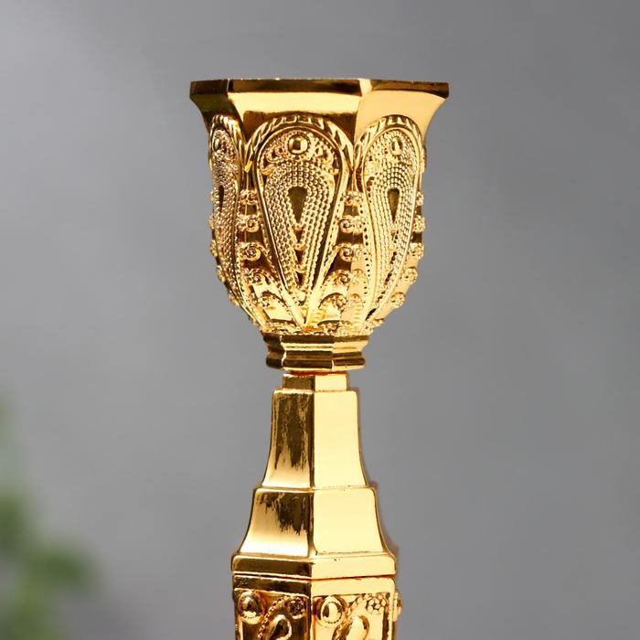 Подсвечник металл на 1 свечу  Подсвечник металл на 1 свечу "Узорный" золото 25х10х10 см