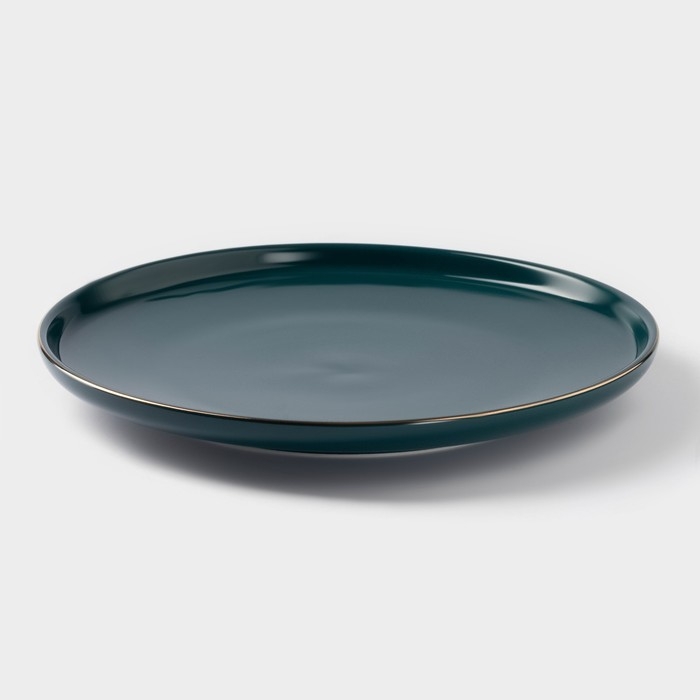 Тарелка керамическая обеденная «Изумруд», d=25 см, цвет зелёный Тарелка керамическая обеденная «Изумруд», d=25 см, цвет зелёный