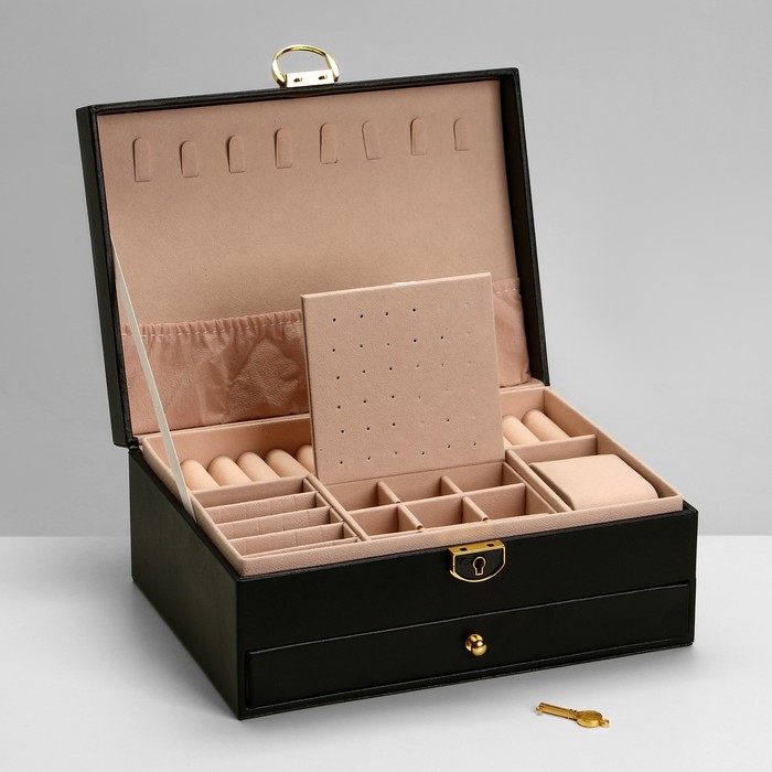 Подставка для украшений «Шкатулка» 2 яруса, 17×23×10 см, цвет чёрный