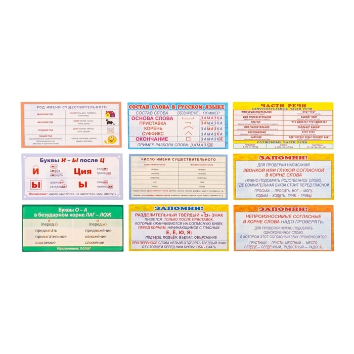 Набор шаргалок  Набор шаргалок "Русский язык для начальной школы" 9 штук