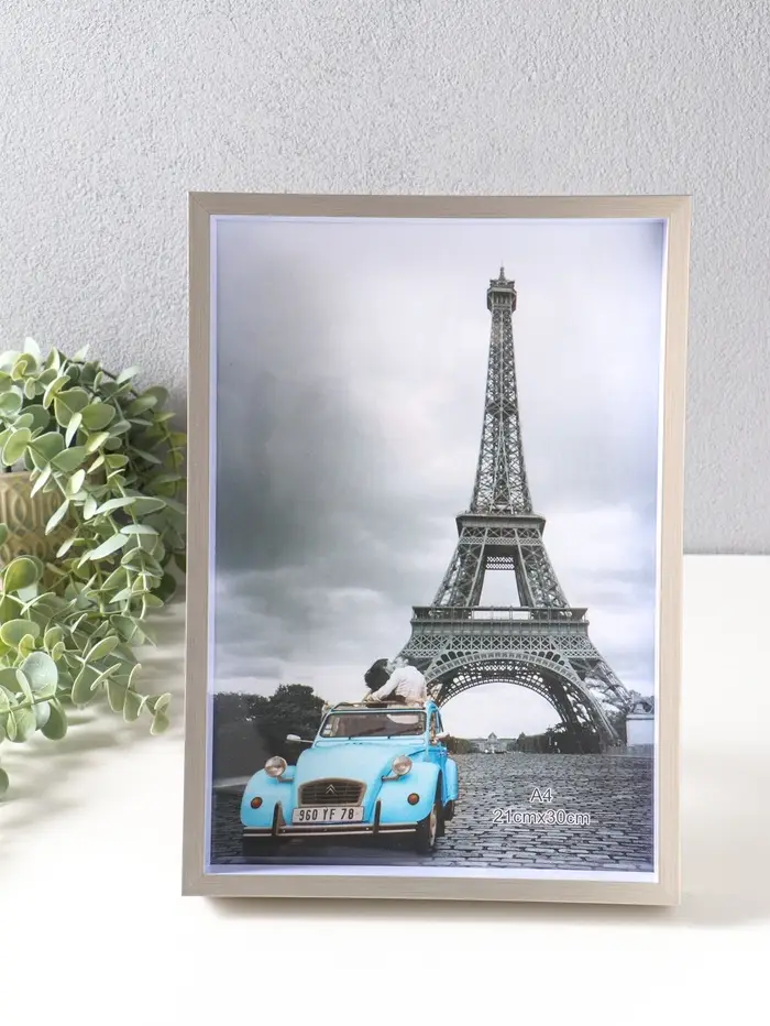 Фоторамка пластик формат А4 "Ламберто" серебро с белым 31х21,8х3,5 см