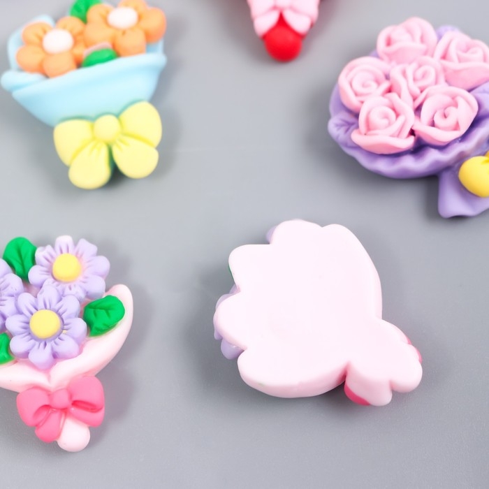 Декор для творчества пластик Декор для творчества пластик "Букет цветов" набор 8 шт 2,2х2,9х0,7 см