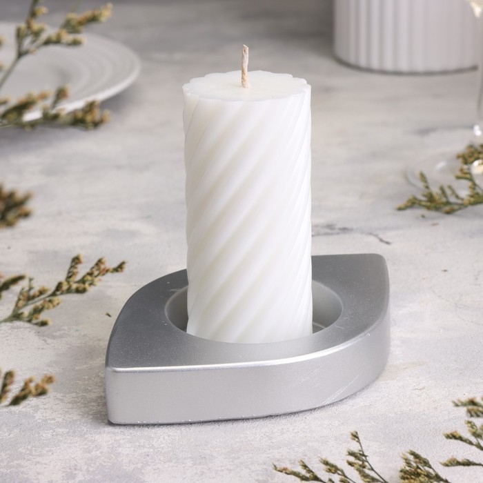 Подсвечник Подсвечник "Глаз. Мрамор" из гипса, 14,5х9,5х2см,серебро