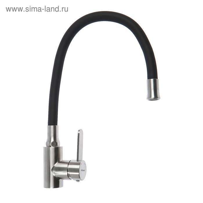 Смеситель для кухни Accoona A48104F, однорычажный, с гайкой, нерж.сталь, черный/сатин Смеситель для кухни Accoona A48104F, однорычажный, с гайкой, нерж.сталь, черный/сатин