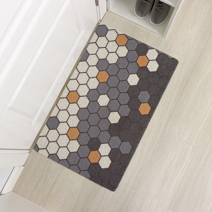 Коврик придверный грязезащитный Доляна «Гамма», вырезной, 50×80 см, цвет серый Коврик придверный грязезащитный Доляна «Гамма», вырезной, 50×80 см, цвет серый