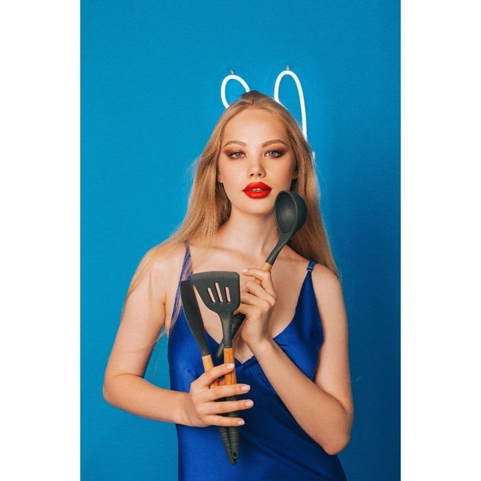 Лопатка с прорезями Доляна «Брауни», 32×7 см, цвет серый/бежевый Лопатка с прорезями Доляна «Брауни», 32×7 см, цвет серый/бежевый