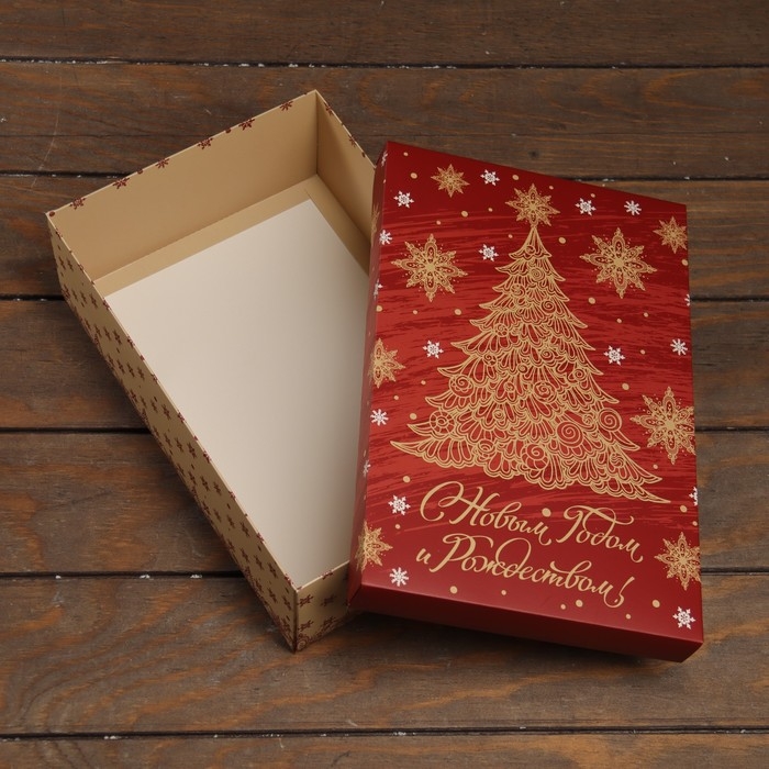 Новый год. Коробка подарочная новогодняя складная, крышка-дно,"Новогоняя ёлка" 30 х 20 х 9 см