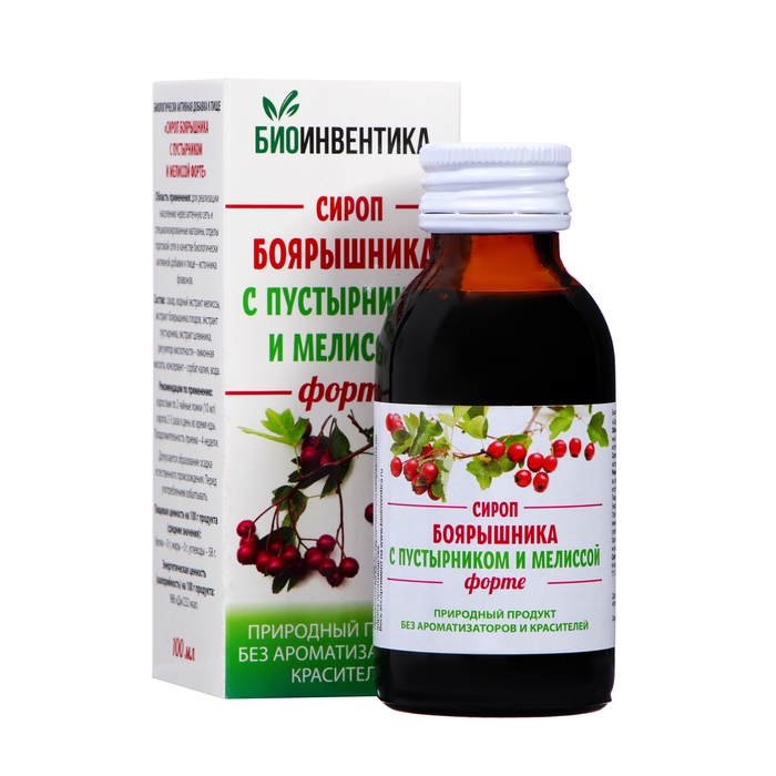 Сироп боярышника с пустырником и мелиссой форте, 100 мл Сироп боярышника с пустырником и мелиссой форте, 100 мл