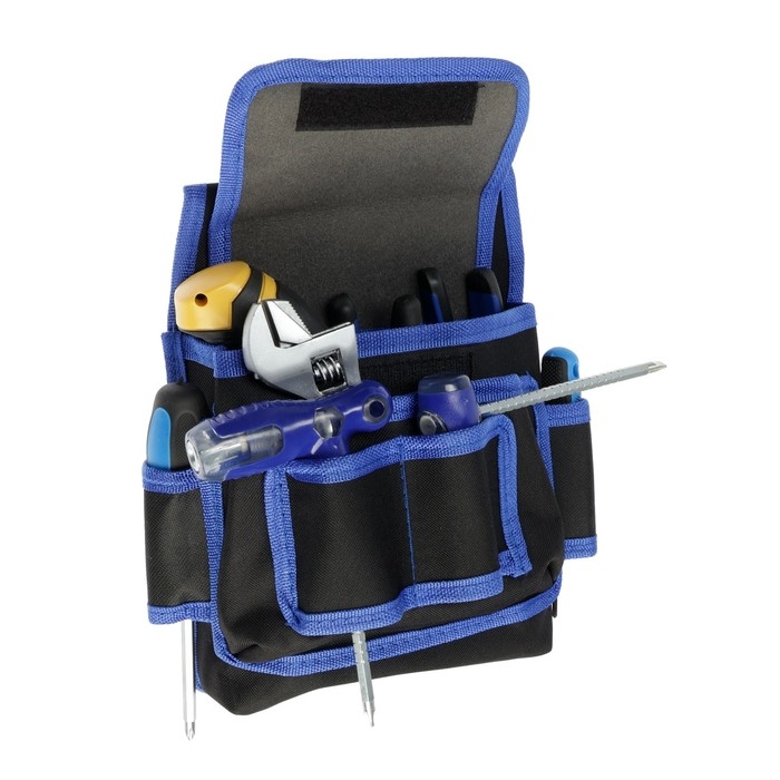 Сумка-пояс для инструментов ТУНДРА, одинарная, 2 кармана, 4 петли Сумка-пояс для инструментов ТУНДРА, одинарная, 2 кармана, 4 петли