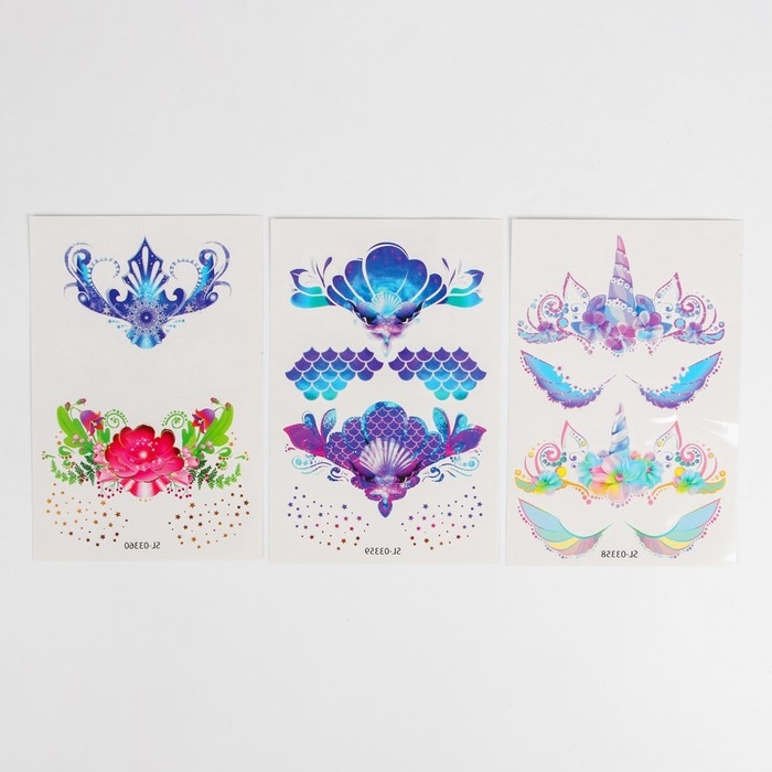 Детские татуировки для лица «Масочки», набор 3 листа, тату — 11 шт.