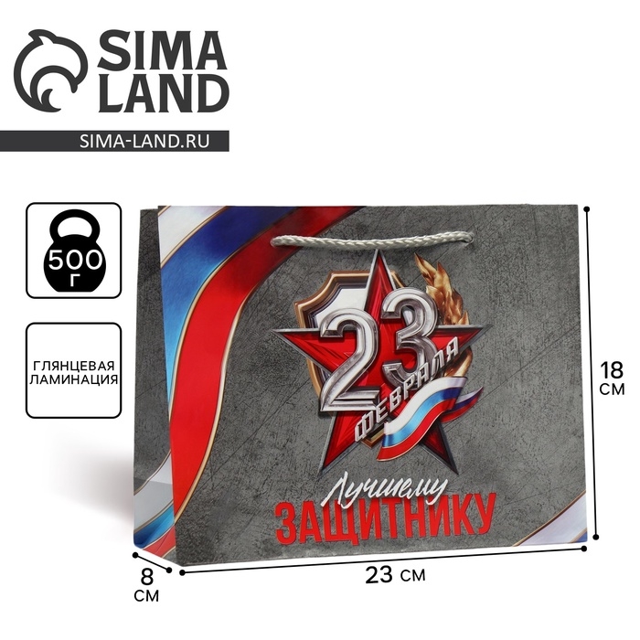 Пакет подарочный ламинированный, упаковка, «Лучшему защитнику», MS 23 х 18 х 8 см Пакет подарочный ламинированный, упаковка, «Лучшему защитнику», MS 23 х 18 х 8 см