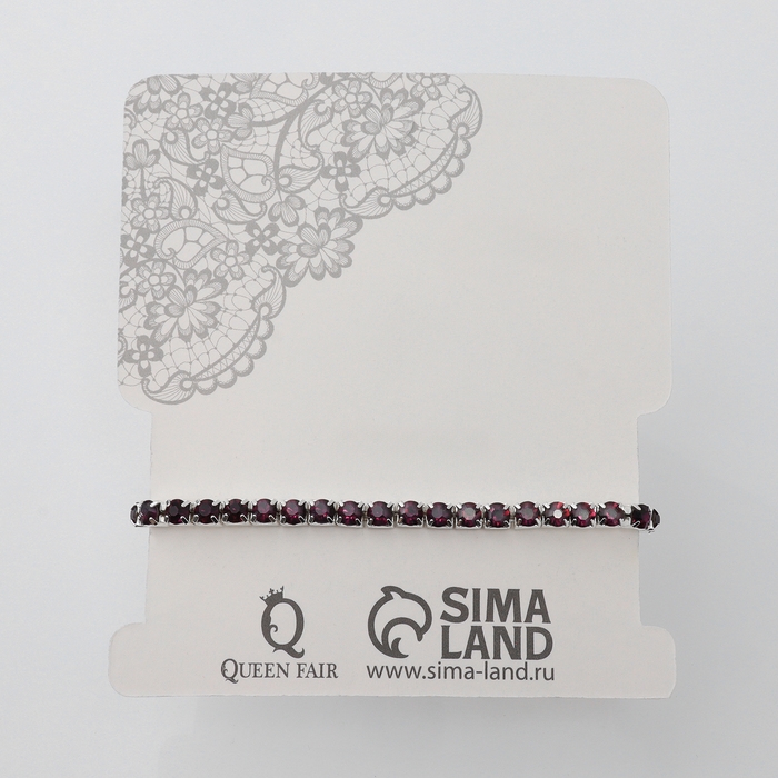 Браслет со стразами «Лёд» 1 ряд, цвет тёмно-фиолетовый в серебре, L=7 см Браслет со стразами «Лёд» 1 ряд, цвет тёмно-фиолетовый в серебре, L=7 см