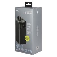 Внешний аккумулятор TFN Porta LCD PD, 40000 мАч, 2 USB, Type-C, microUSB, черный
