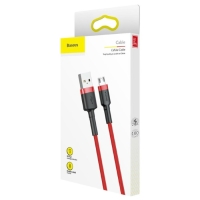 Кабель Baseus, MicroUSB - USB, 2.4 А, ПВХ оплётка, 1 м, красный