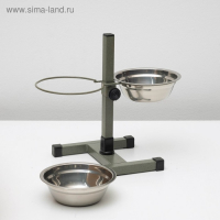 Подставка с мисками, 2 х 500 мл, высота 30 см, разборная, зелёная