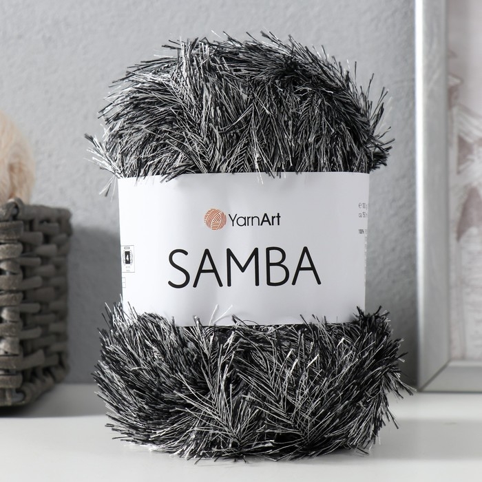 Пряжа Пряжа "Samba" 100% полиэстер 150м/100гр (К-64 черно-белый)