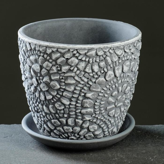 Горшок Горшок "Камешки" серый бутон №3 2,15л