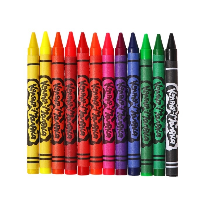 Карандаши восковые 12 цветов Карандаши восковые 12 цветов "Каляка-Маляка" КЛАССИКА + НЕОН, круглые, 8 мм