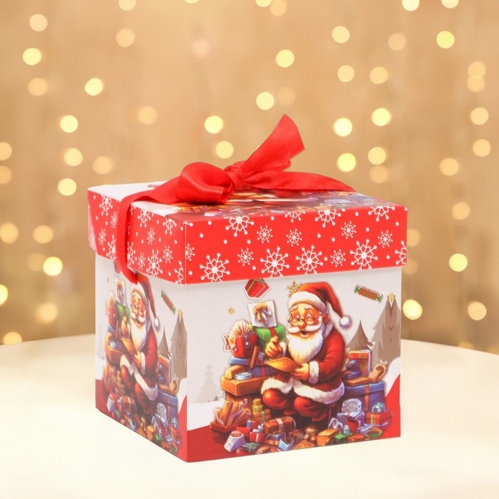 Новый год. Коробка Самосборная Новый год. Коробка Самосборная "Колокольчики" 10 х 10 х 10 см