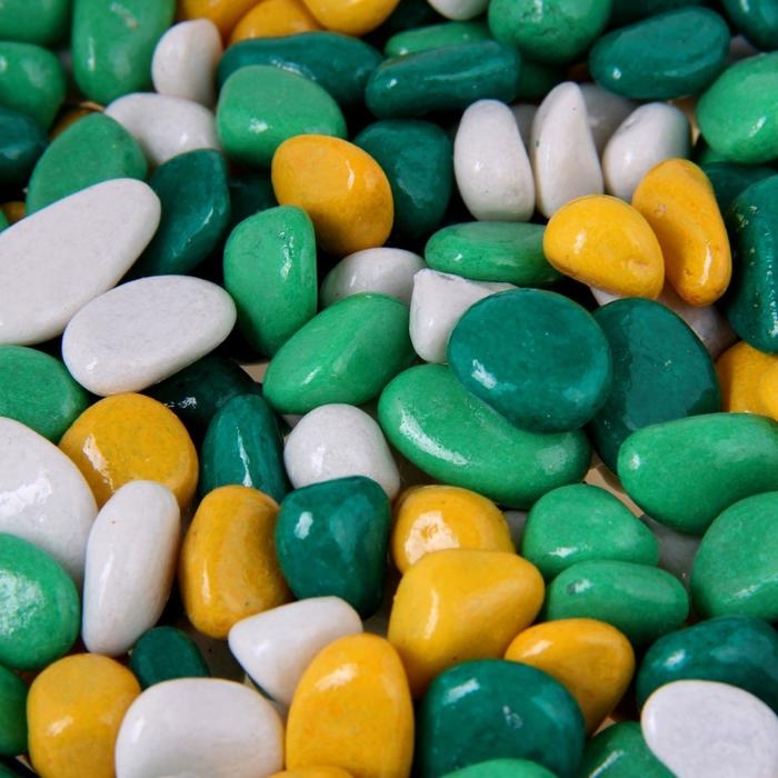 Грунт для аквариума  Грунт для аквариума "Галька цветная, лимонный-салатовый-белый-изумрудный" 800г фр 8-12 мм