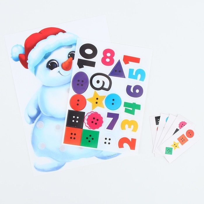 Новогодняя игра на липучках «Новый год! Снеговик. Учимся считать» Новогодняя игра на липучках «Новый год! Снеговик. Учимся считать»