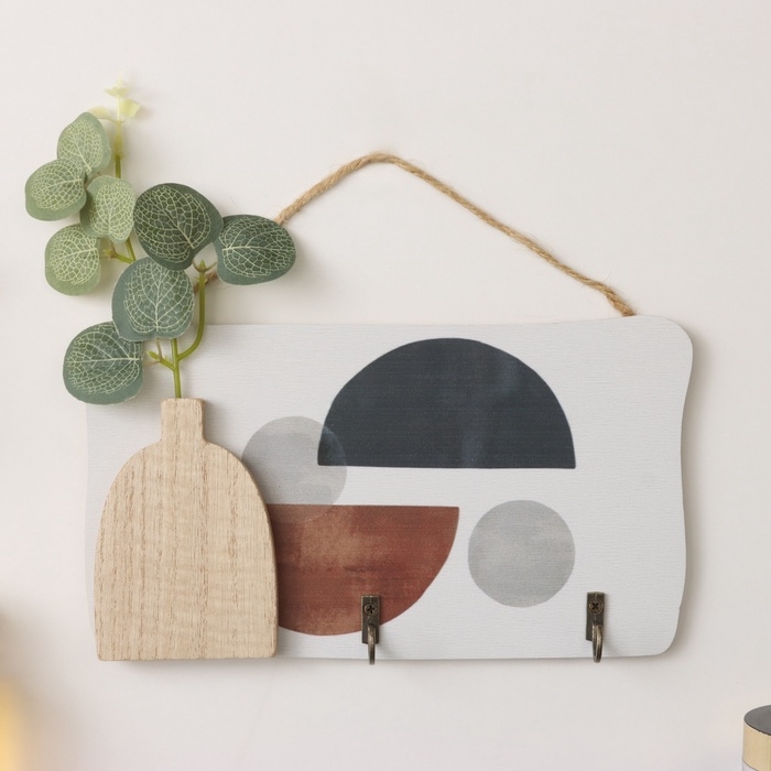 Крючки декоративные дерево Крючки декоративные дерево "Абстракция. Цветок в вазе" 1,5х23,5х12,5 см